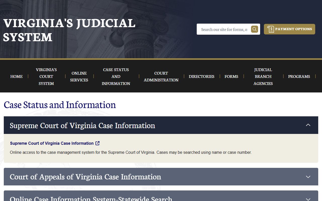 Virginia case status page for Lancaster County court records after arrest